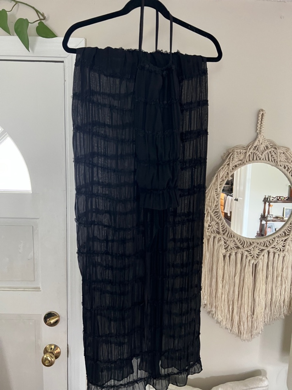Black Sheer Ruffle Maxi Skirt with matching halter top size ama